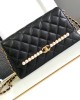 CHANEL bags | 23C | black and gold quilted pearl chain bag | Crossbody Bag | 01053