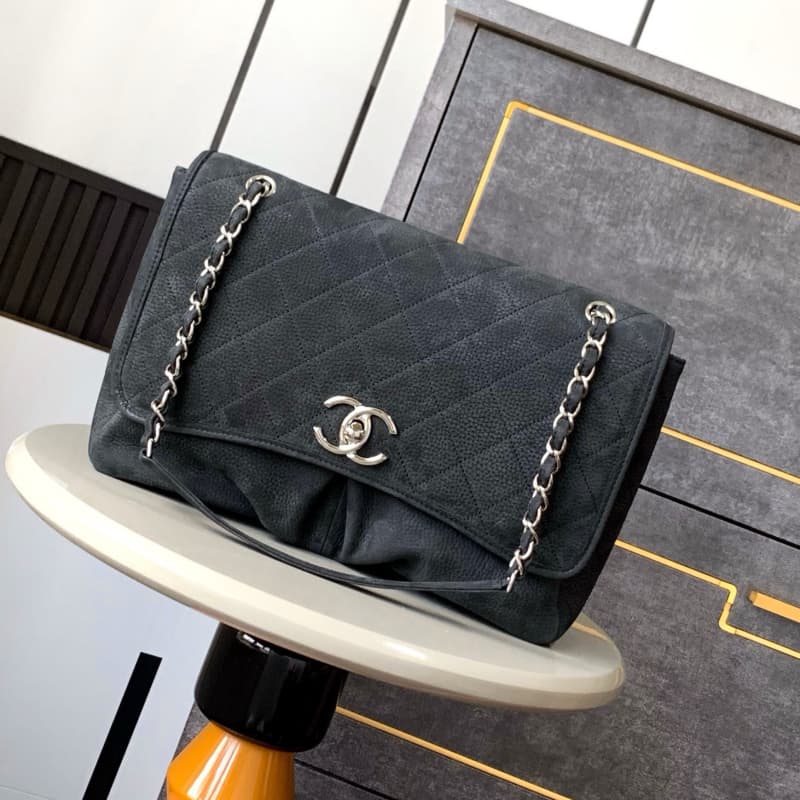 CHANEL bags | Extra Large Logo Suede Double Pocket Chain Bag | Shopping Bag | 34×25×10cm | 01173