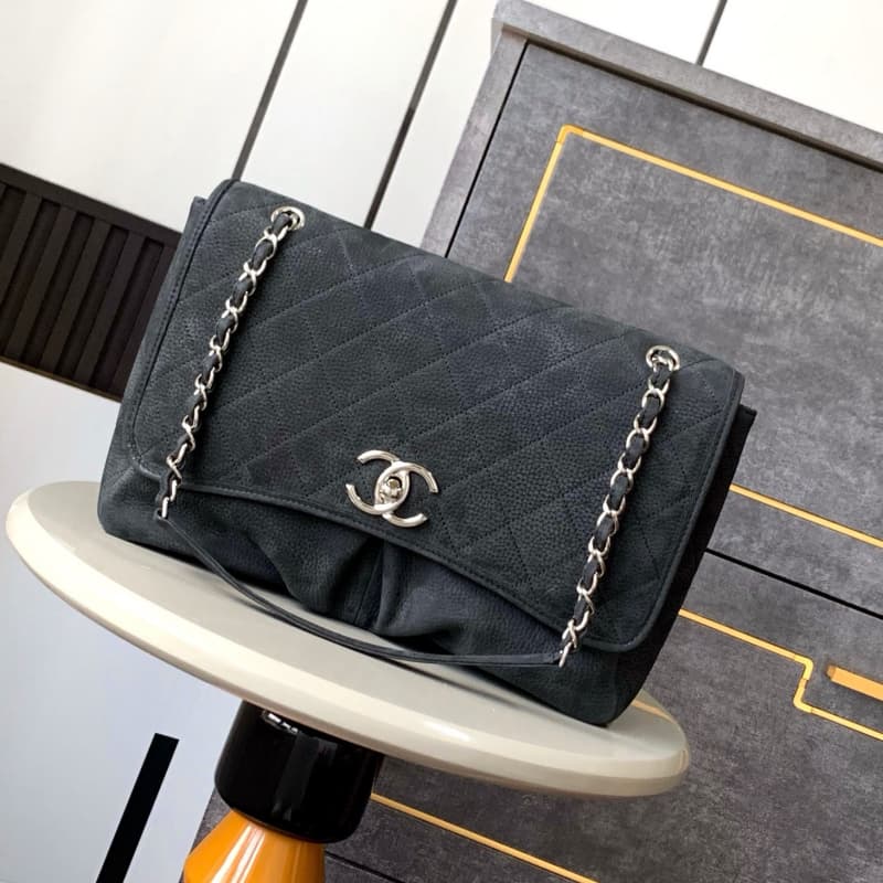 CHANEL bags | Extra Large Logo Suede Double Pocket Chain Bag | Shopping Bag | 34×25×10cm | 01173