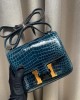 Hermès bags | Herms Constance bag | 18cm | high-gloss crocodile | Malta blue | 02021