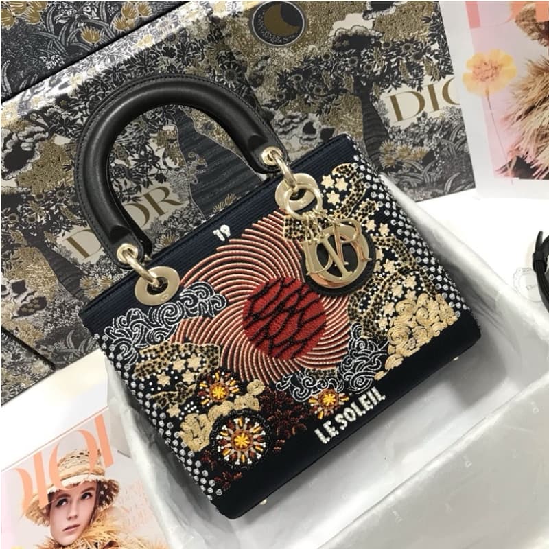 Dior bags | Lady Dior Embroidered Sun Beads Handbag | 24 × 20 × 11 cm | M0565 | 03054