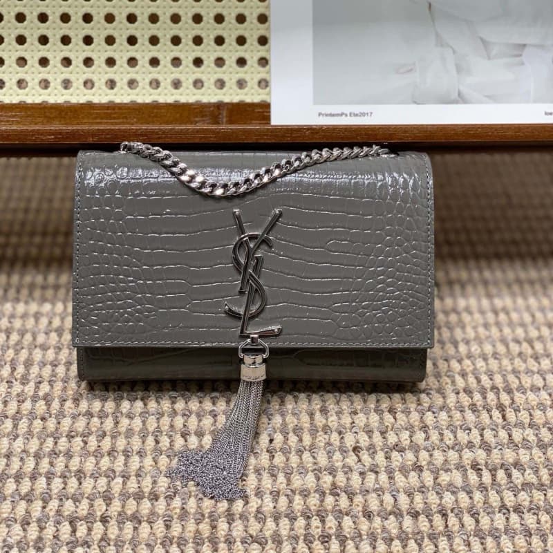 Yves Saint Laurent bags | YSL | Small crocodile-embossed fringe bag | 20×13×5.5cm | 377628 | 05025