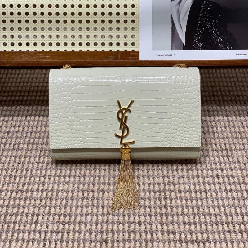 Yves Saint Laurent bags | YSL | Small crocodile-embossed fringe bag | 24×14.5×5.5cm | 377829 | 05029