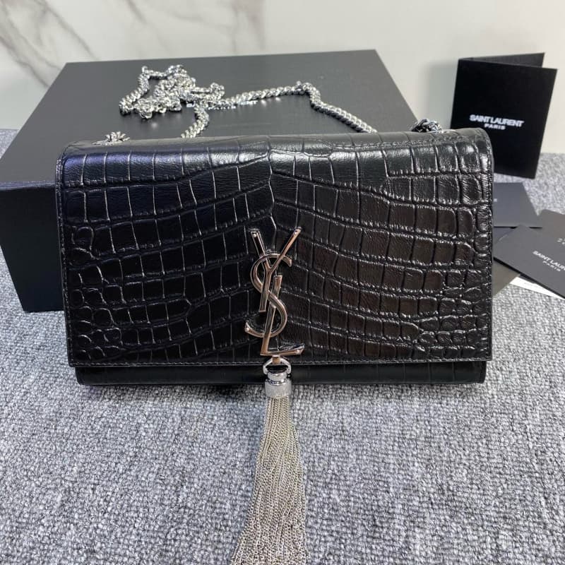 Yves Saint Laurent bags | YSL | Crocodile-embossed fringe bag | 24×14.5×5.5cm | 377829 | 05032