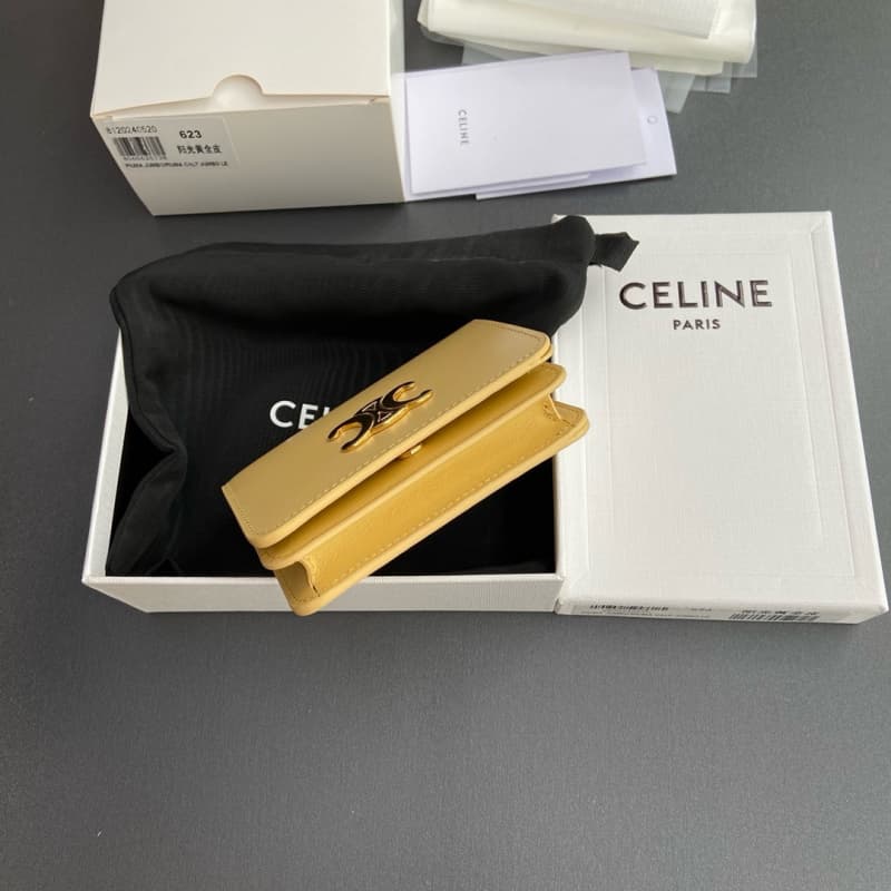 CELINE bags | TRIOMPHE Shiny Calfskin Short Wallet | 11×9×3cm | 10K623 | 06085