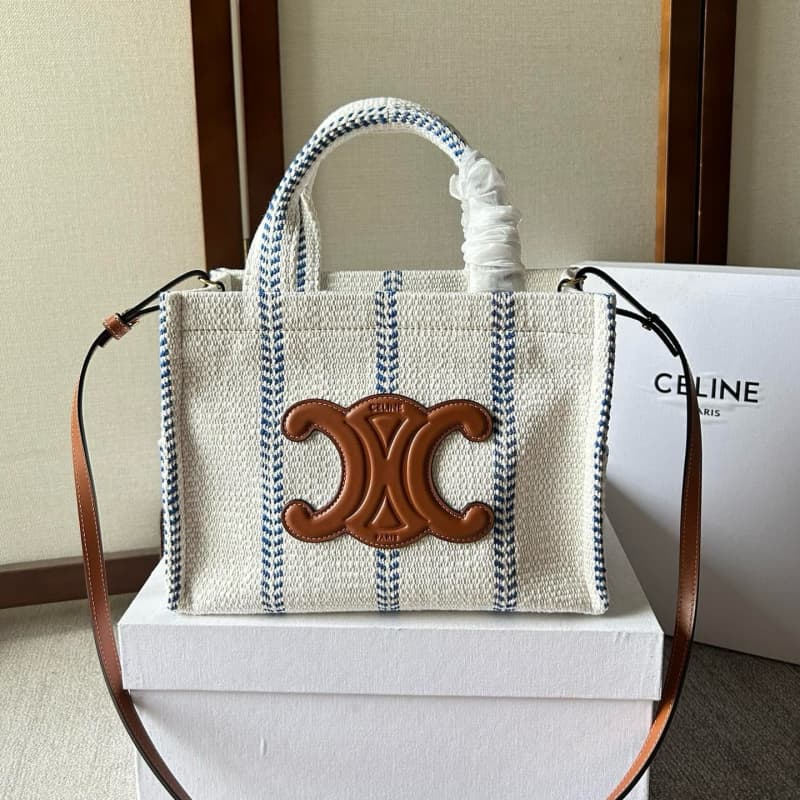 CELINE bags | CABAS THAIS TRIOMPHE Fabric Calfskin Handbag | 29×16×13cm | 199162 | 06086