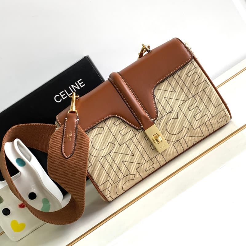 CELINE bags | TEEN Soft 16 Letter Print Fabric Calfskin Handbag | 23×15×9cm | 196853 | 06090