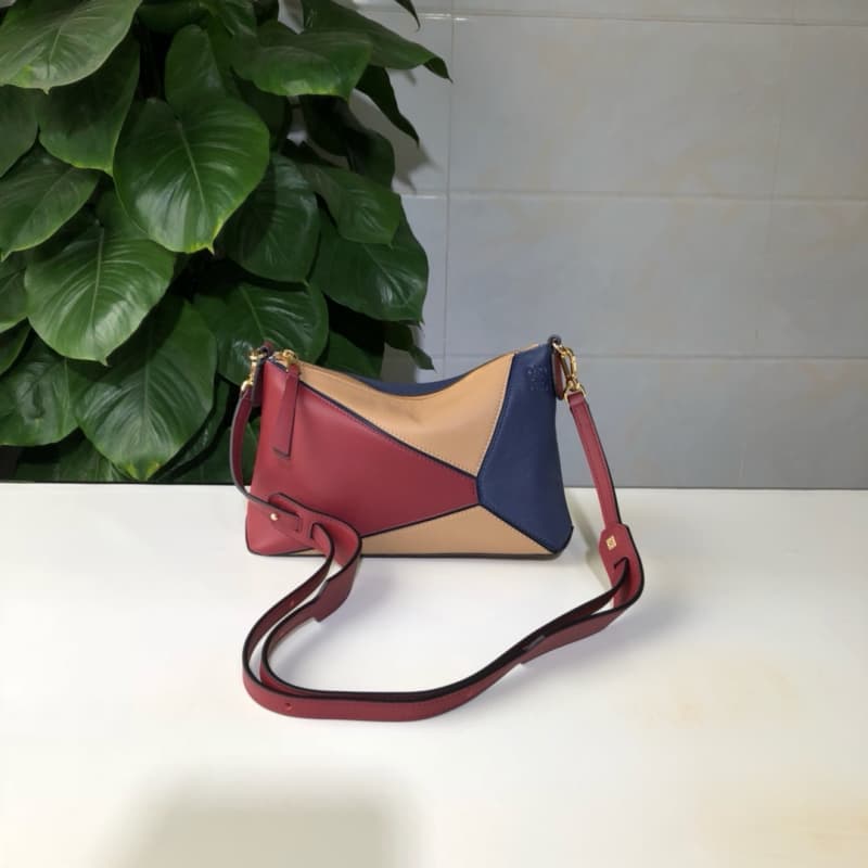 Loewe bags | Loewe Puzzle Pochette Bag | 24×16.5×6cm | Mini Geometric Color Blocking | 09024