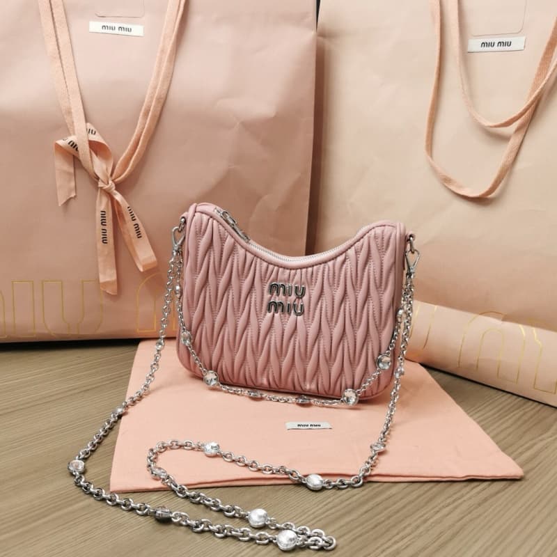 MiuMiu bags | MiuMiu Crystal Chain Accessory Collection Handbag | 21×16.5×5.5 cm | 5BH211 | 13028