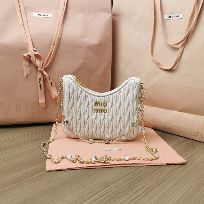 MiuMiu bags | MiuMiu Crystal Chain Accessory Collection Handbag | 21×16.5×5.5 cm | 5BH211 | 13028