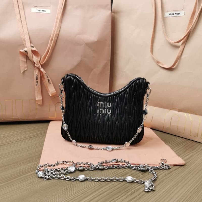 MiuMiu bags | MiuMiu Crystal Chain Accessory Collection Handbag | 21×16.5×5.5 cm | 5BH211 | 13028